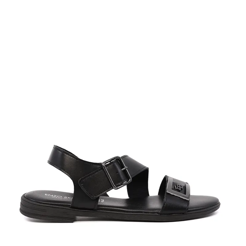 Sandale femei Enzo Bertini negre din piele cu cataramă deco 2809DS16294N