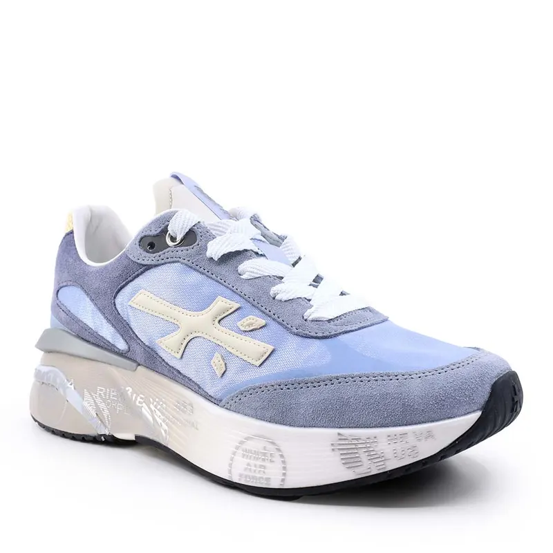 Sneakers femei Premiata Moerun-D albastri din piele și textil 1691DP8082BL — imaginea 2