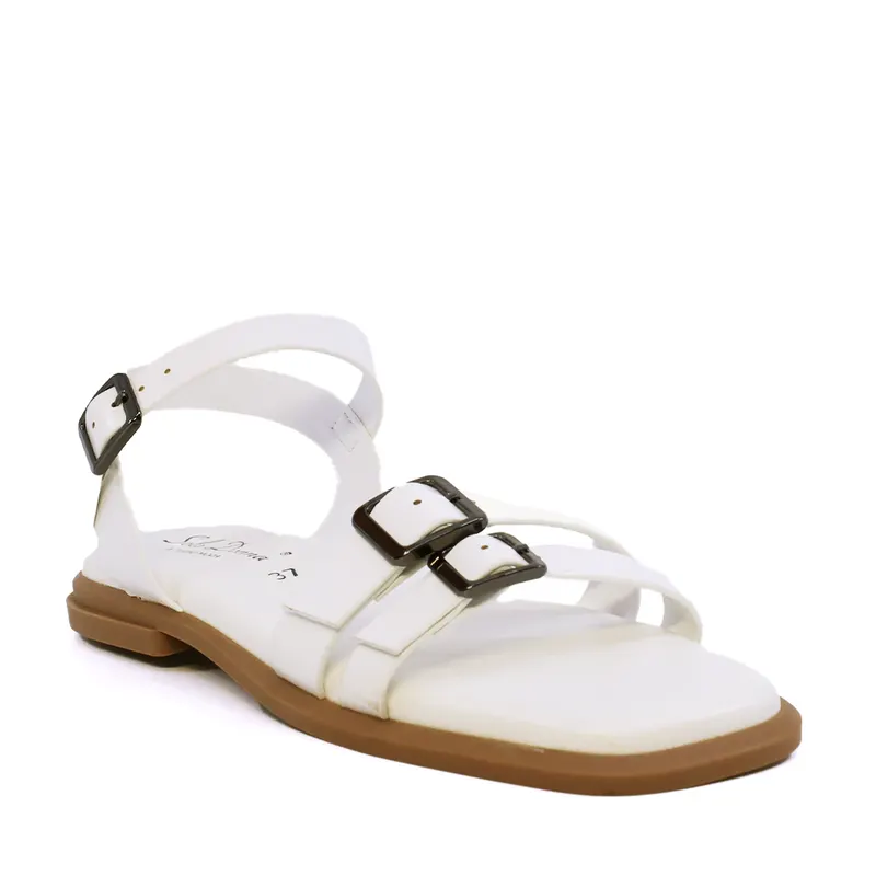 Sandale femei Solo Donna albe cu barete reglabile 2541DS1951A — imaginea 2