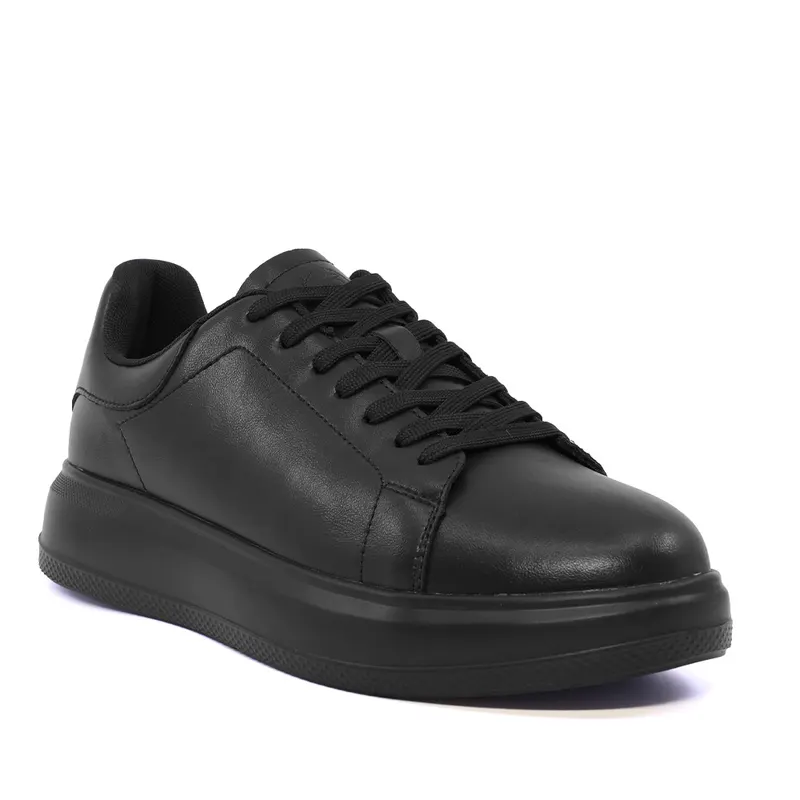 Sneakers bărbați negri din piele 1532BP1110N — imaginea 2
