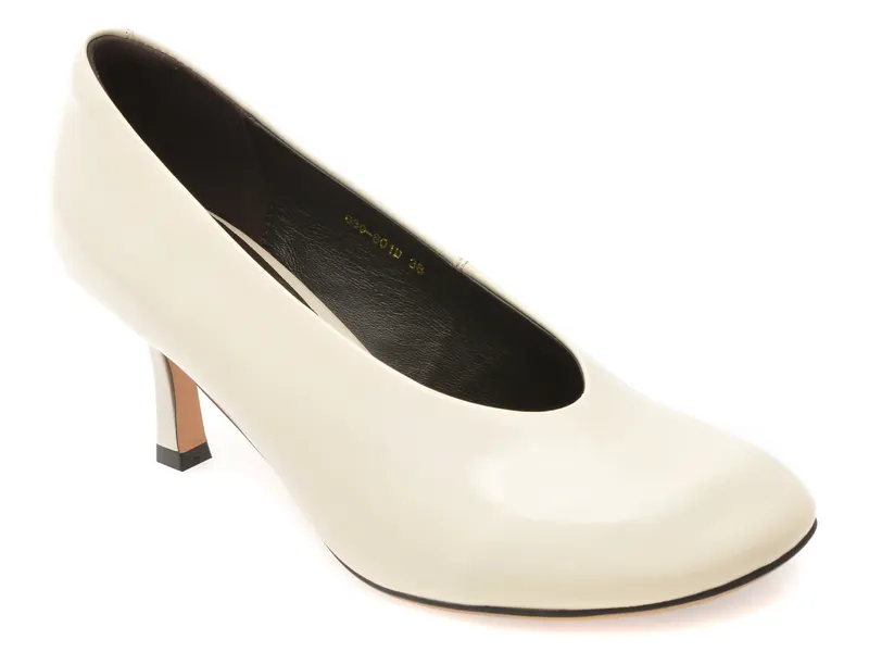 Pantofi eleganti EPICA albi, 639801, din piele naturala lacuita