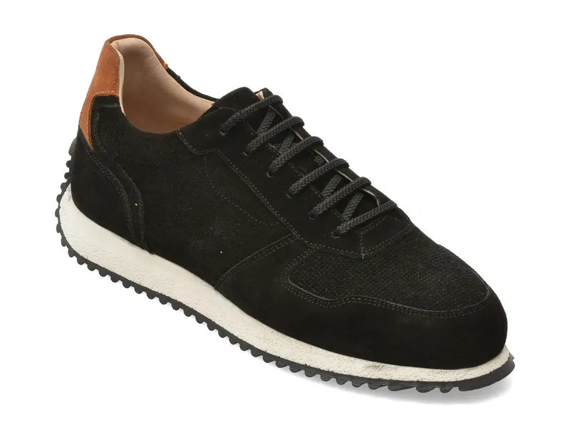 Pantofi sport negri, G200, din piele intoarsa