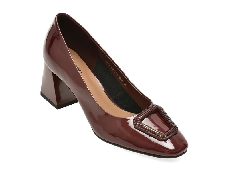 Pantofi eleganti IMAGE visinii, 4F5671, din piele naturala lacuita
