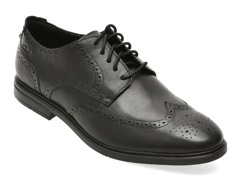 Pantofi eleganti CLARKS negri, BANBURY TIP, din piele naturala