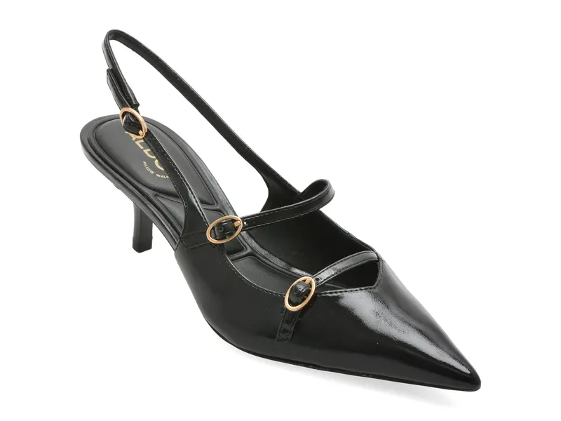 Pantofi eleganti negri, JACQUIE 001, din piele ecologica