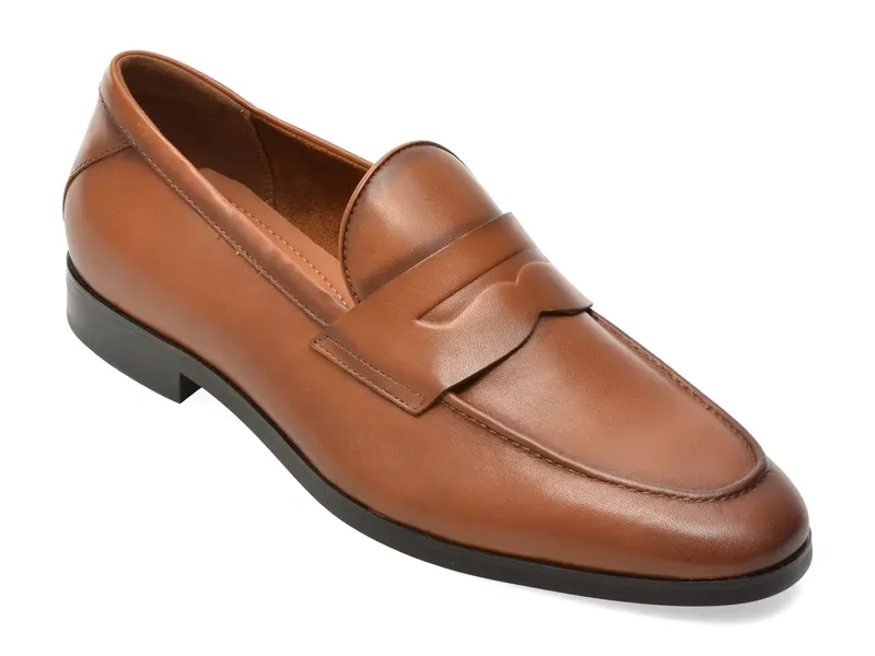 Mocasini eleganti maro, ELVIS 220, din piele naturala