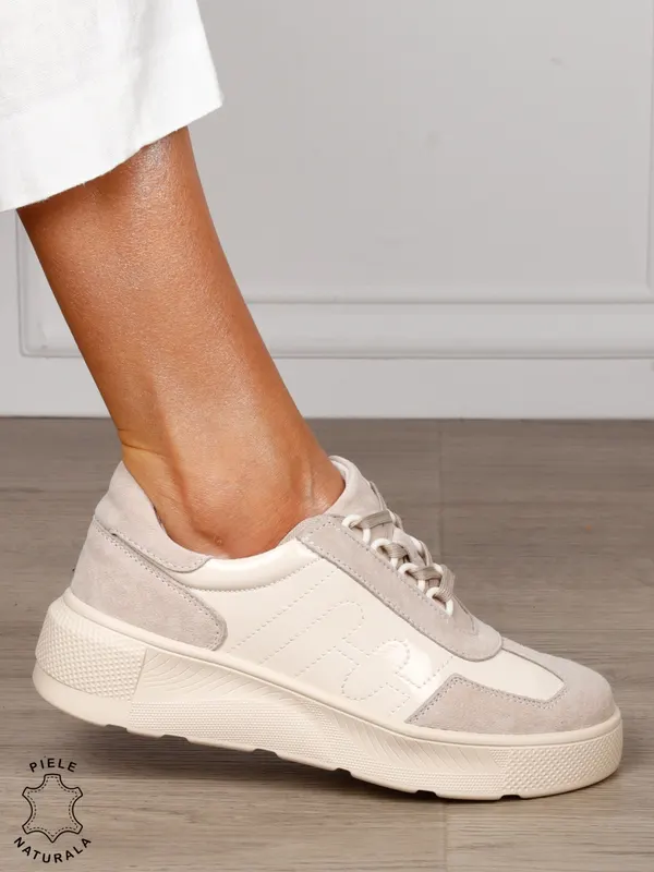 Pantofi Casual dama din Piele Naturala intoarsa CRL1556 BEJ