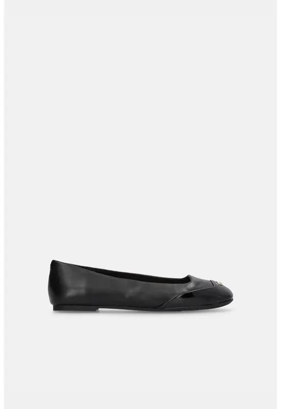 Balerini de piele cu varf patrat - Negru