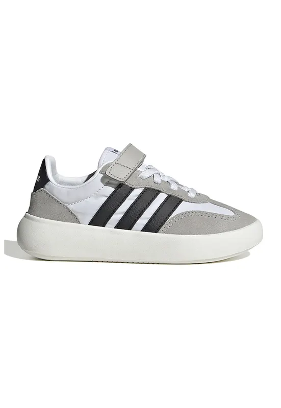 Pantofi sport Barreda Decode cu velcro si detalii de piele intoarsa - Alb/Grej