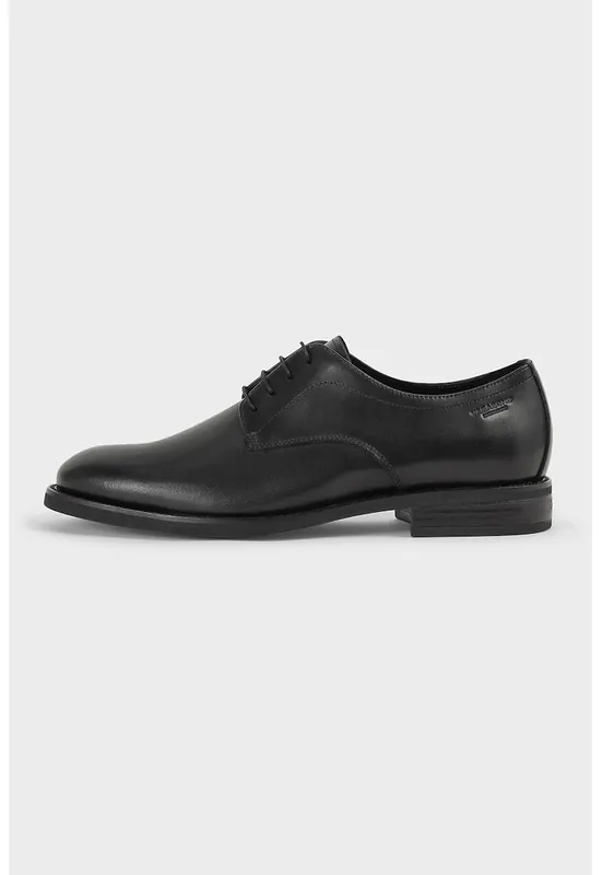 Pantofi din piele cu sireturi - Negru