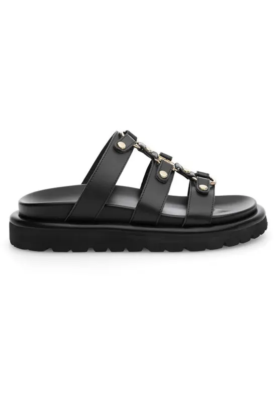 Sandale din piele naturală pentru femei - Negru