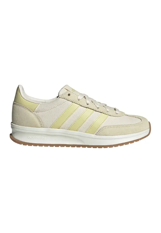 Pantofi sport low-cut cu garnituri din piele intoarsa - Alb fildes/Galben pai