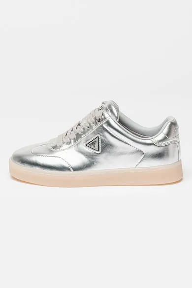 Pantofi sport de piele cu siret - Argintiu