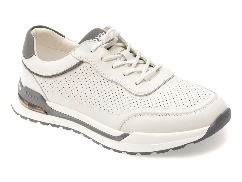 Pantofi sport albi, 63102, din piele naturala