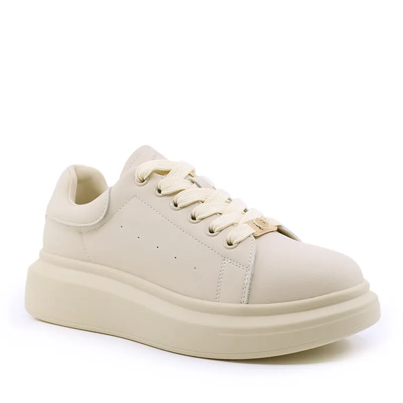 Sneakers femei bej din piele 3741dp312be — imaginea 2