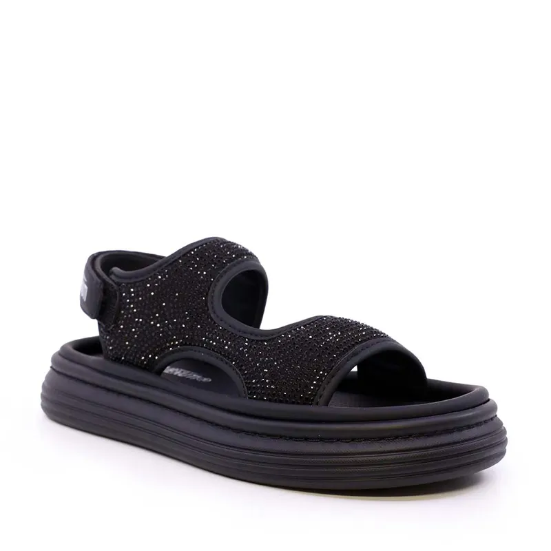 Sandale fetițe negre din piele cu ștrasuri 3799FS003N — imaginea 2