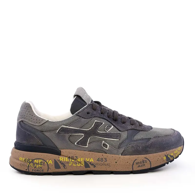 Sneakers bărbați Premiata Mick gri din piele și textil 1692BP8451GR