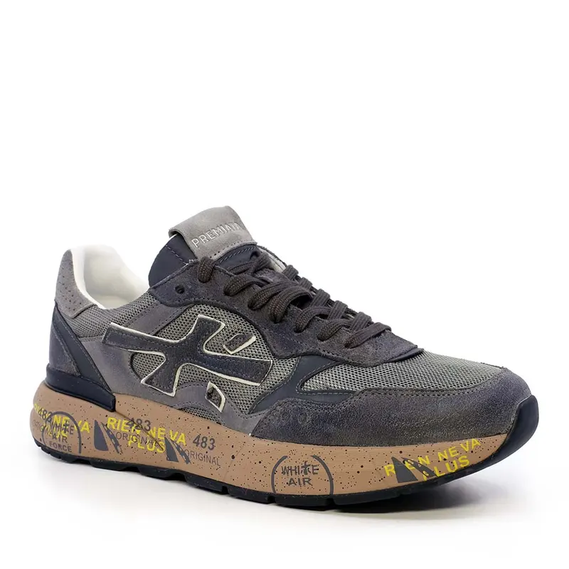 Sneakers bărbați Premiata Mick gri din piele și textil 1692BP8451GR — imaginea 2