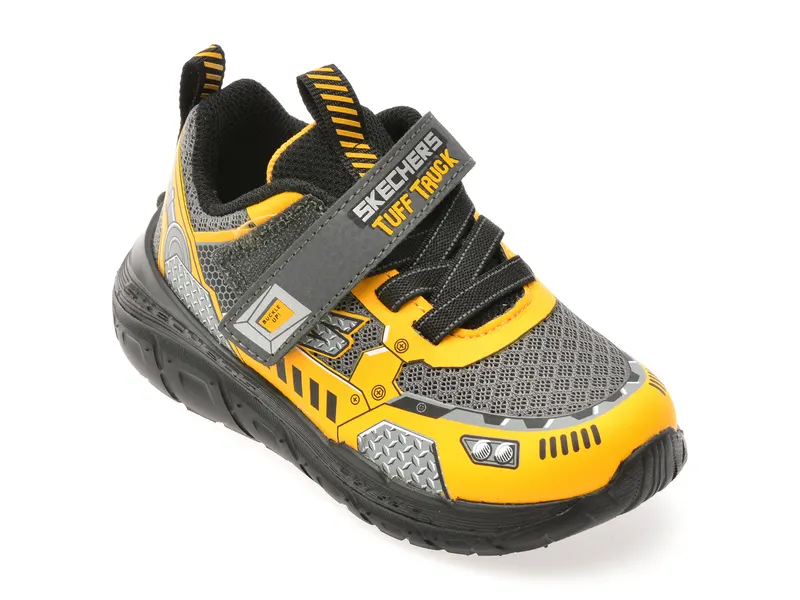 Pantofi sport SKECHERS galbeni, SKECH TRACKS, din material textil