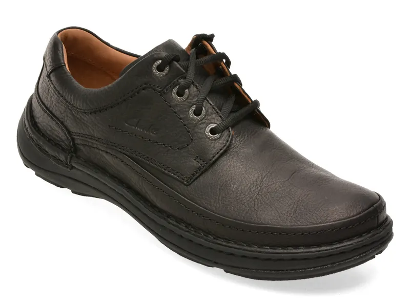 Pantofi CLARKS negri, NATURE THREE, din piele naturala