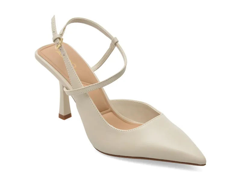 Pantofi eleganti albi, BRUNETTE 121, din piele naturala