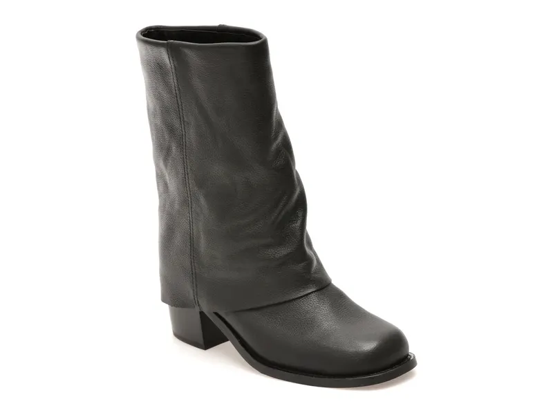 Ghete negre, NOLYA 001, din piele naturala