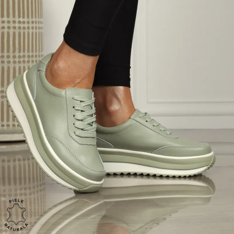 Pantofi casual dama din piele naturala cu șiret comozi și versatili CRL1444 BARILLA