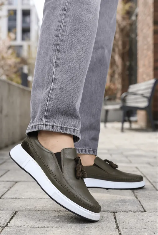 Pantofi gen Mocasini din Piele Box Verde - ROW GREEN