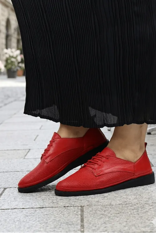 Pantofi Casual-Confort din Piele Rosie - REDIE RED