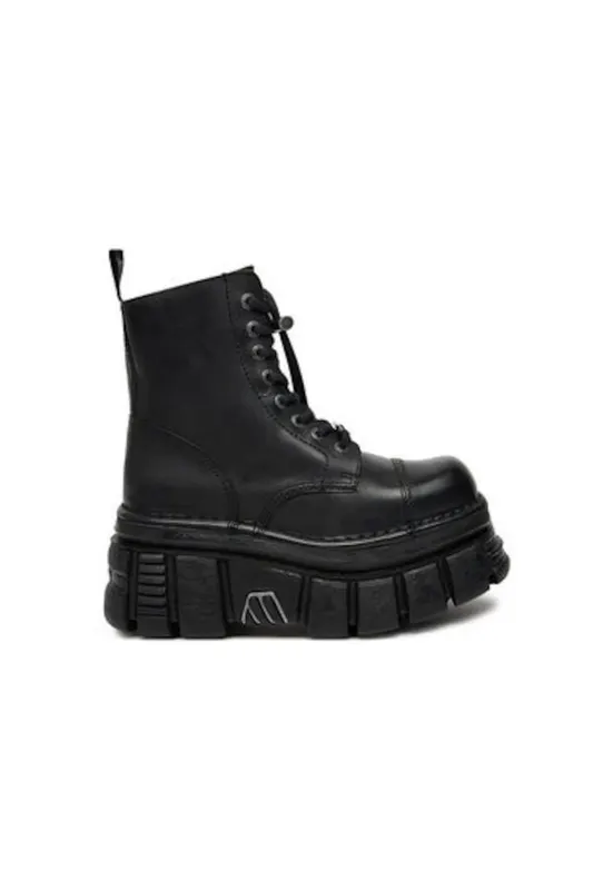 Bocanci dama M-NEWMILI083-S21 - Piele naturala - 64599 - Negru
