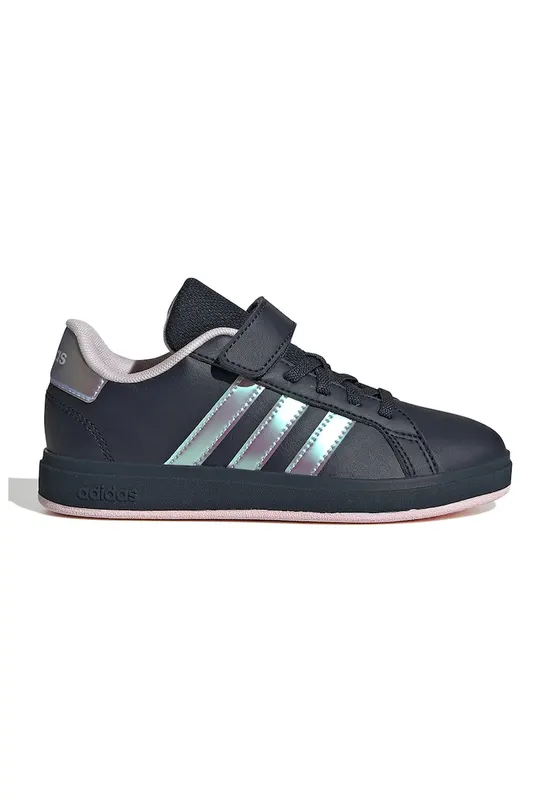 Pantofi sport din piele ecologica cu velcro Grand Court - Roz/Argintiu/Bleumarin
