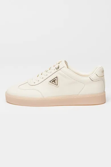 Pantofi sport de piele cu siret - Auriu/Alb fildes