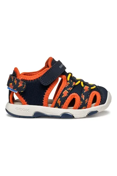 Sandale fisherman cu velcro - Portocaliu/Bleumarin