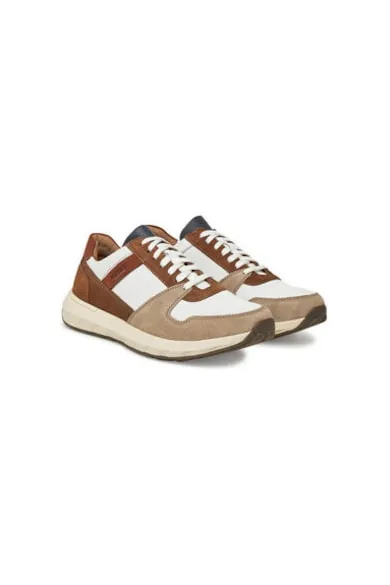 Pantofi sport barbati - 33610 - Piele naturala - 44 EU - Alb/Maro - Alb/Maro
