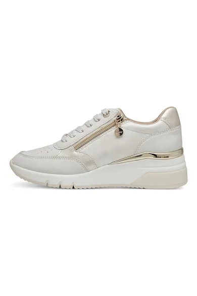 Pantofi sport wedge cu fermoar - Auriu/Alb fildes