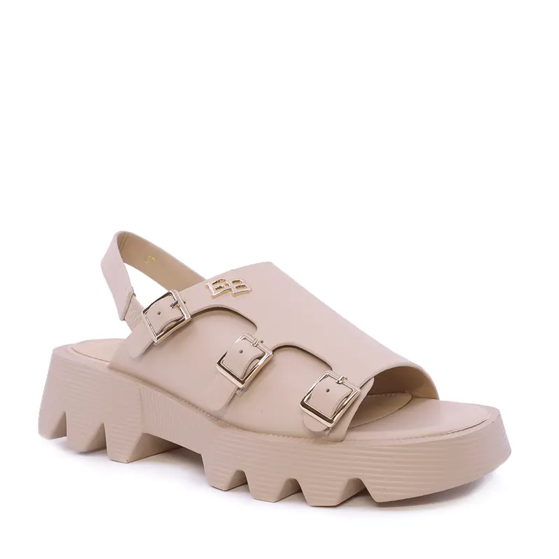 Sandale chunky femei Enzo Bertini bej din piele 1399DS7202BE — imaginea 2