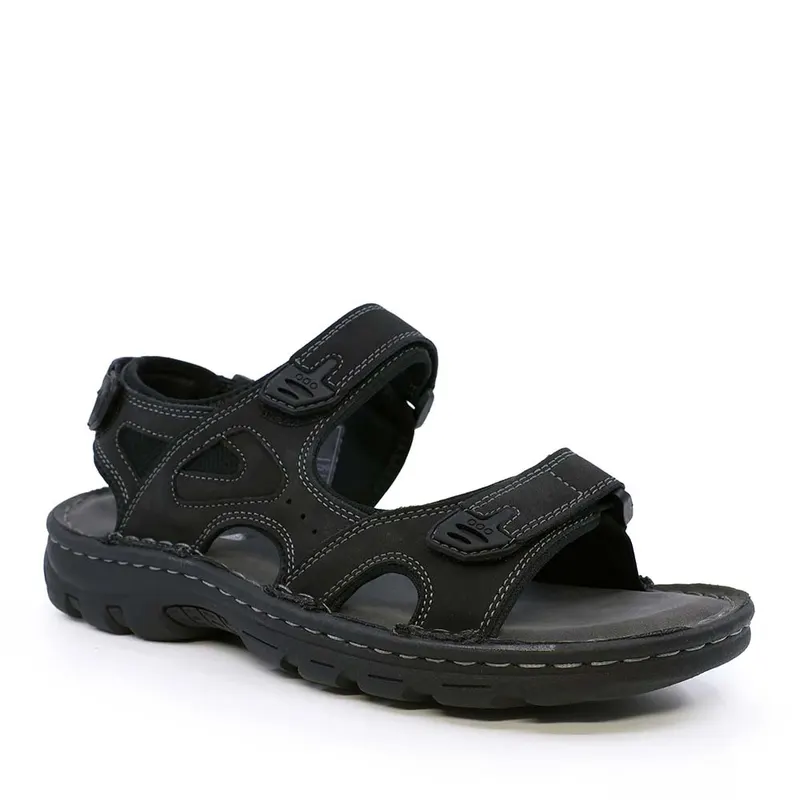 Sandale tip trekking bărbați Thezeus negre din piele nabuck 2349BS33449N — imaginea 2