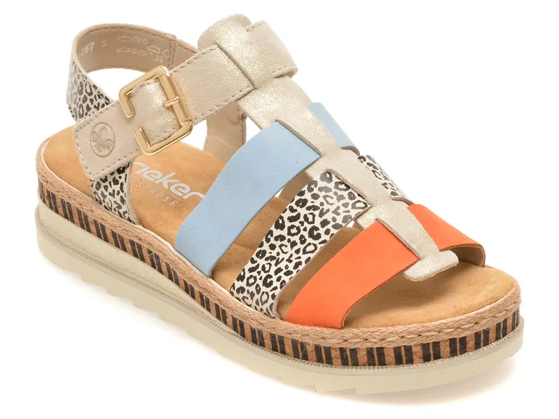 Sandale RIEKER multicolor, V7904, din piele ecologica