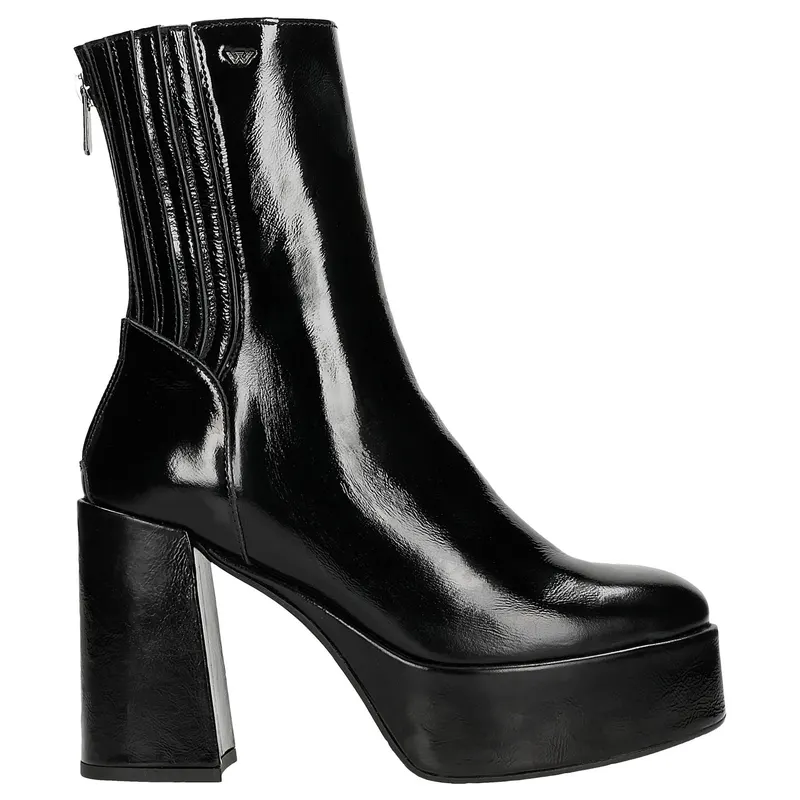 Botine negre lacuite cu toc solid damă