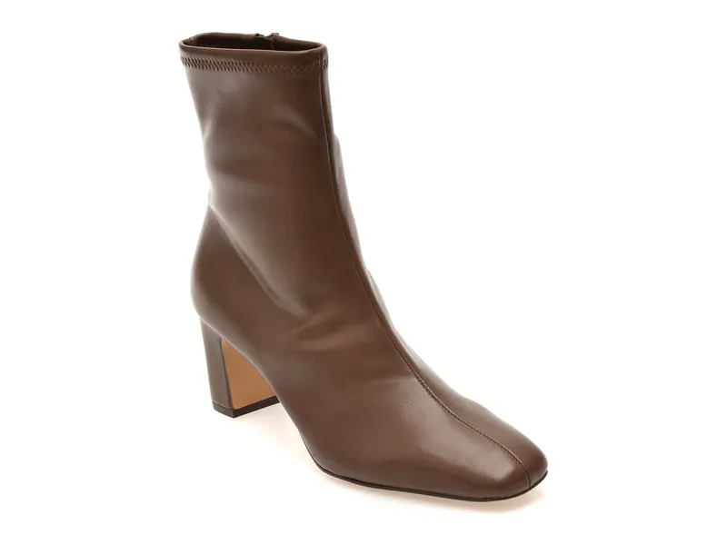 Botine maro, KAYIA 201, din piele ecologica