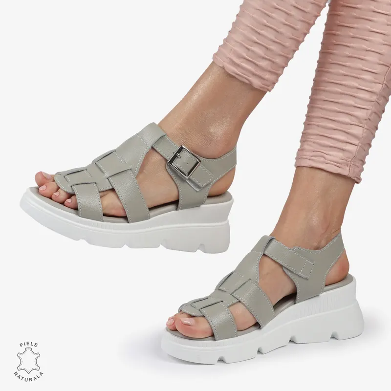 SAndale DAMA DIN PIELE NATURALA CU BARETE CRL1421 GRI