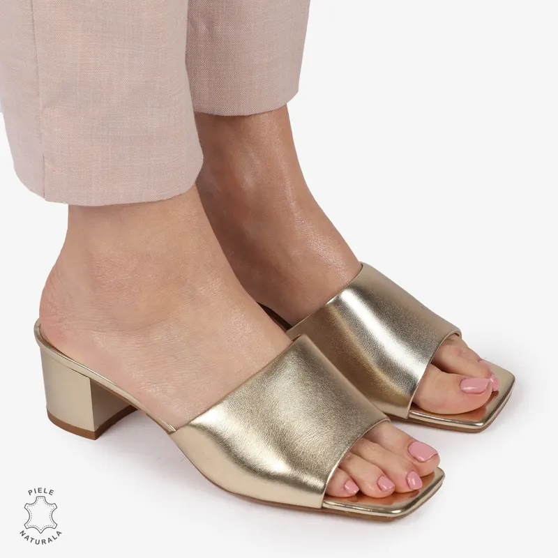 SANDALE ELEGANTE DIN PIELE NATURALA SLIP-ON CRL1392 AURIU