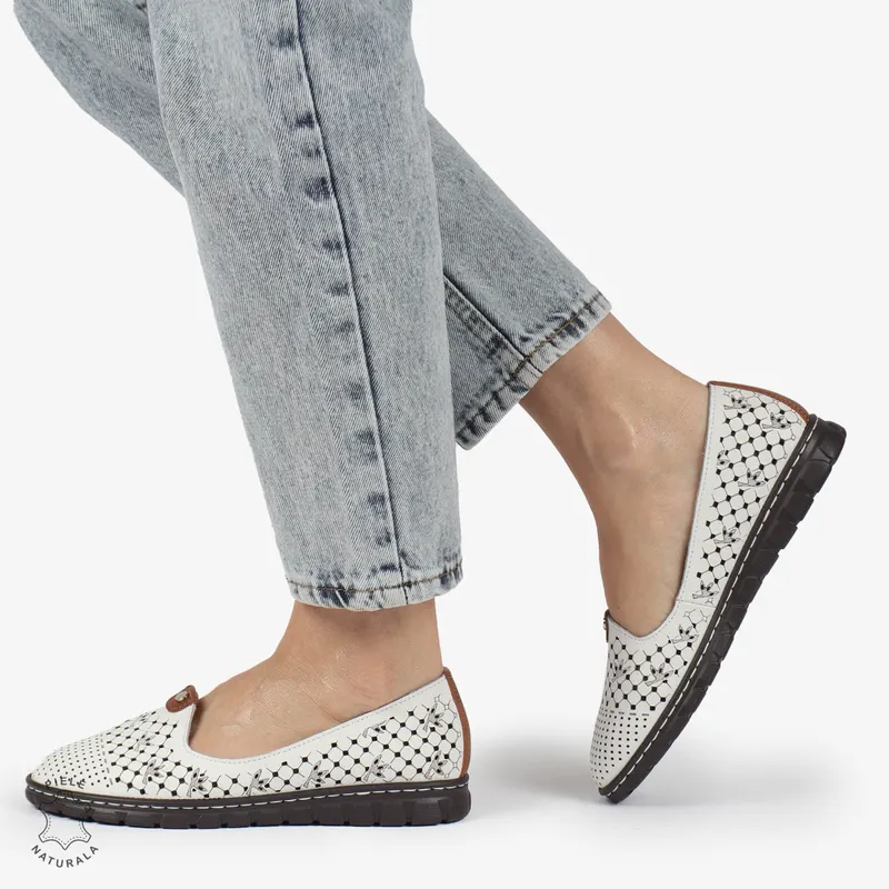 BALERINI dama din Piele naturala PERFORATA SLIP-ON CRL1359