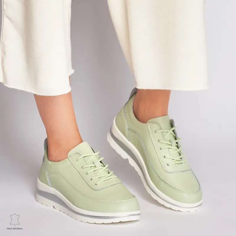 Pantofi casual de dama din piele naturala CRL0002 VERDE