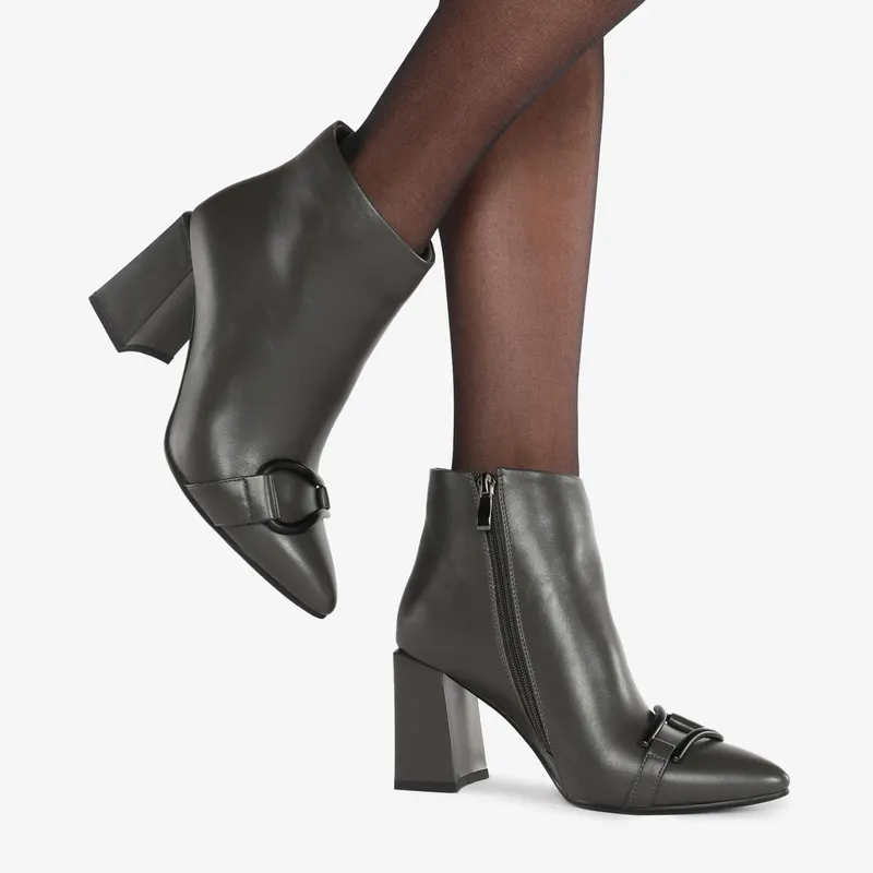 Botine dama din Piele Ecologica CRL0657 GRI