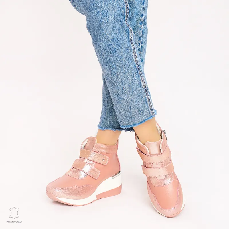Ghete dama din Piele Naturala CRL0599 Roz