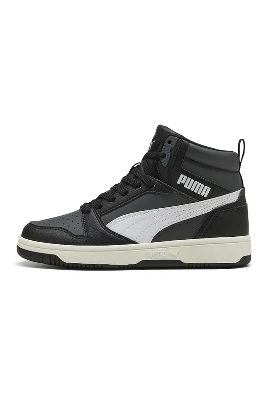 Pantofi sport Rebound V6 mid-cut din piele ecologica - Alb/Negru/Gri inchis