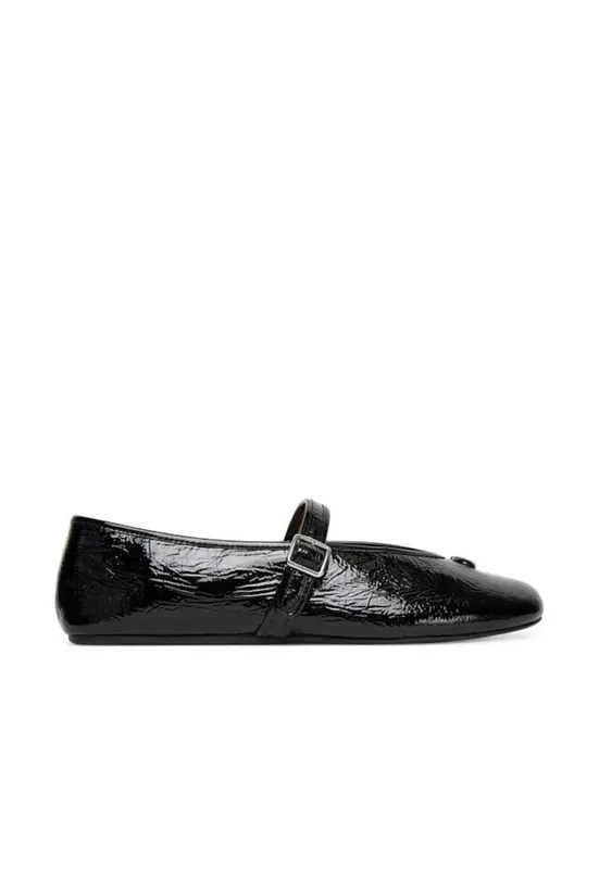 Balerini dama - piele naturala - negru