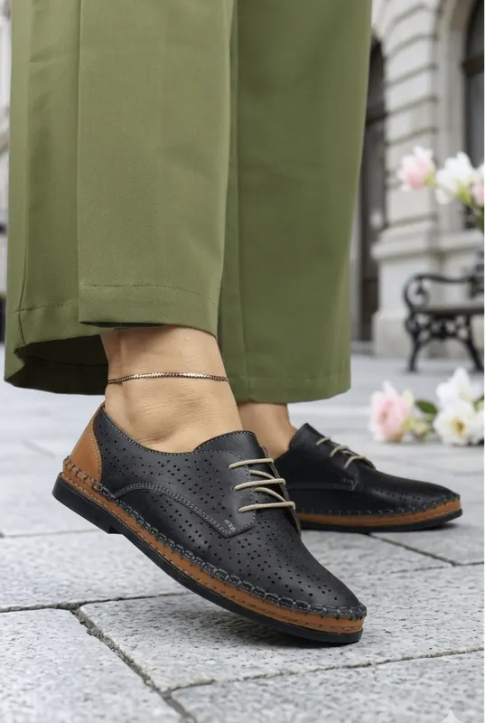 Pantofi Casual-Confort din Piele Neagra - REDIE BLACK
