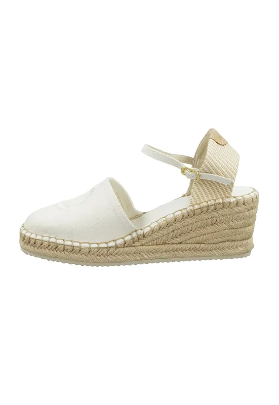 Espadrile wedge cu logo brodat Luliza - Alb